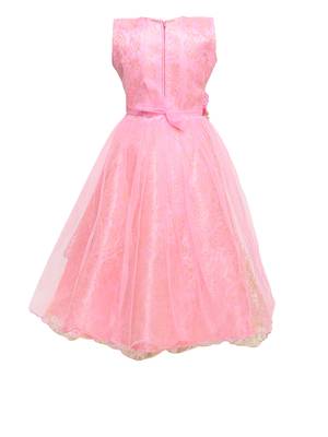 Pink Woven Net Kids Girl Gowns 2