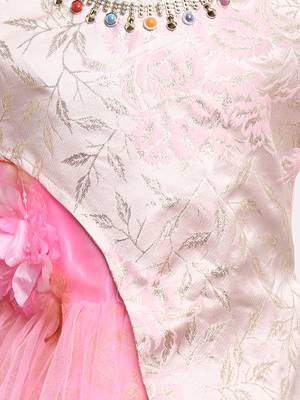 Pink Woven Net Kids Girl Gowns 4