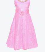 Pink Woven Net Kids-Girl-Gowns