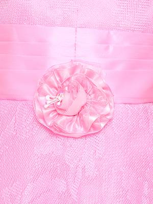 Pink Woven Net Kids-Girl-Gowns 3
