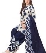 White printed crepe salwar with dupatta