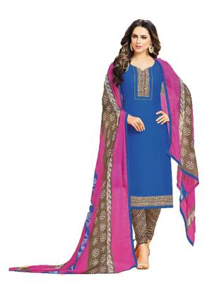 Blue printed crepe salwar with dupatta 1
