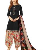 Black printed crepe salwar with dupatta