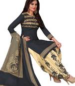 Multicolor printed crepe salwar with dupatta