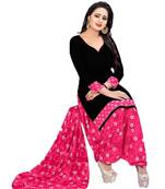 Black printed crepe salwar with dupatta
