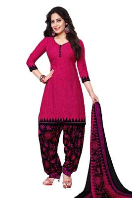 Pink printed crepe salwar with dupatta 1