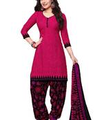 Pink printed crepe salwar with dupatta