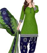 Green printed crepe salwar with dupatta