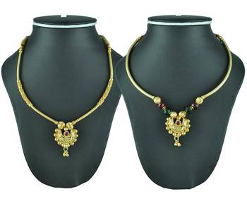 Crystal Yellow Gold Alloy Combo Pack Of 2 Necklace 1