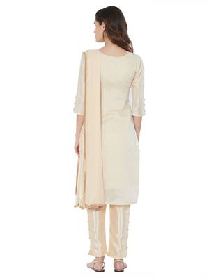 Beige Embroidered Chanderi Silk Salwar With Dupatta 3