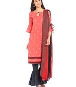 Peach Printed Crepe Salwar With Dupatta