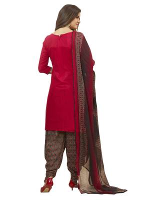 Maroon Printed Cotton Salwar With Dupatta 2