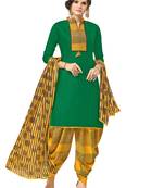 Green Printed Cotton Salwar With Dupatta