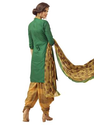 Green Printed Cotton Salwar With Dupatta 2