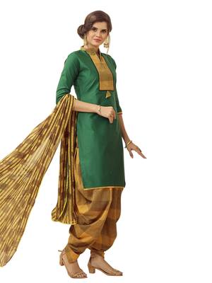 Green Printed Cotton Salwar With Dupatta 3