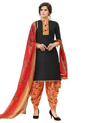Black Printed Cotton Salwar With Dupatta 1