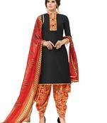 Black Printed Cotton Salwar With Dupatta