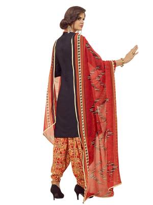 Black Printed Cotton Salwar With Dupatta 2