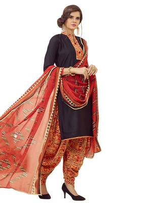 Black Printed Cotton Salwar With Dupatta 3