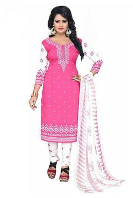 Pink printed crepe salwar with dupatta 1