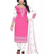 Pink printed crepe salwar with dupatta