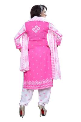 Pink printed crepe salwar with dupatta 2