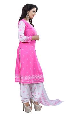Pink printed crepe salwar with dupatta 3