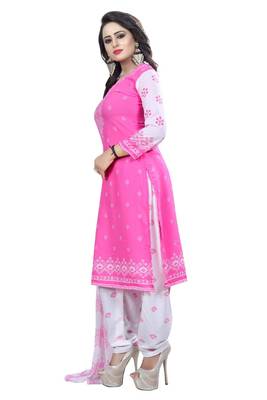 Pink printed crepe salwar with dupatta 4