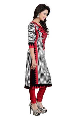 Red printed crepe salwar with dupatta 2