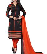 Black printed crepe salwar with dupatta