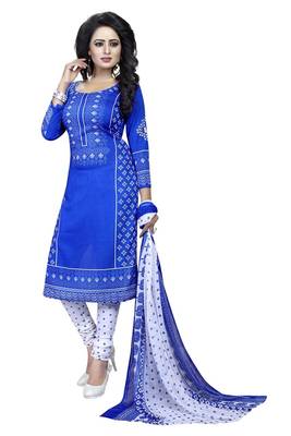 Blue printed crepe kameez with dupatta 1