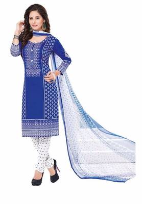 Blue printed crepe kameez with dupatta 2