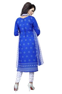 Blue printed crepe kameez with dupatta 3