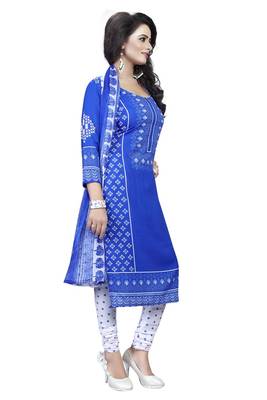Blue printed crepe kameez with dupatta 4
