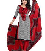Red printed crepe salwar
