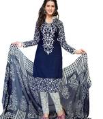 Blue printed crepe salwar