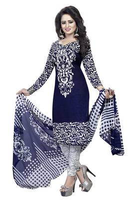Blue printed crepe salwar 2