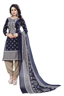 Blue printed crepe salwar 1