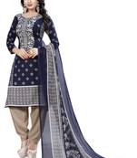 Blue printed crepe salwar