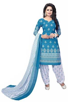 Blue printed crepe salwar 1