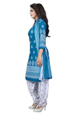 Blue printed crepe salwar 2