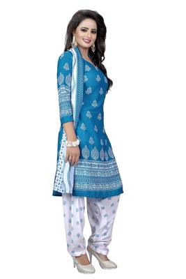 Blue printed crepe salwar 3