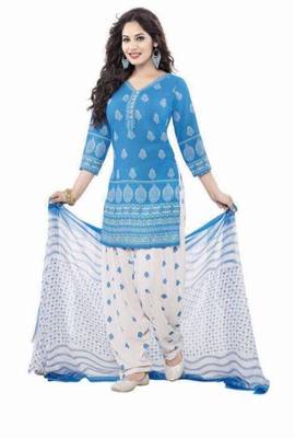 Blue printed crepe salwar 4