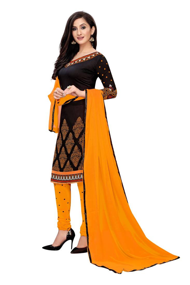 Black printed crepe salwar with duppata