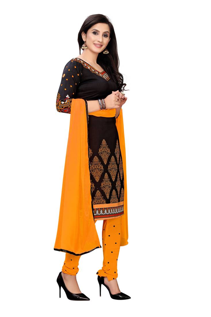 Black printed crepe salwar with duppata