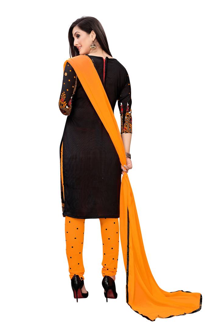 Black printed crepe salwar with duppata