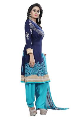 Blue printed crepe salwar 3