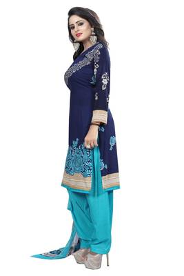 Blue printed crepe salwar 4