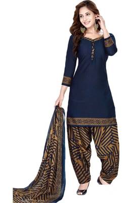 Blue printed crepe salwar 1