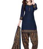 Blue printed crepe salwar